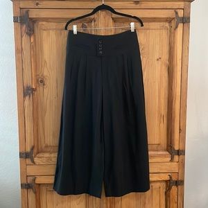 NWT Anthropology Cartonnier Black Cotton/Linen Wide Leg Pants Sz 4